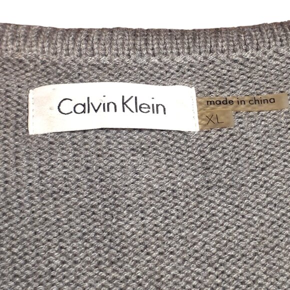 Calvin Klein Knit Sleeveless Sweater Dress Grey Yellow Color Block Chic Style - Picture 3 of 4